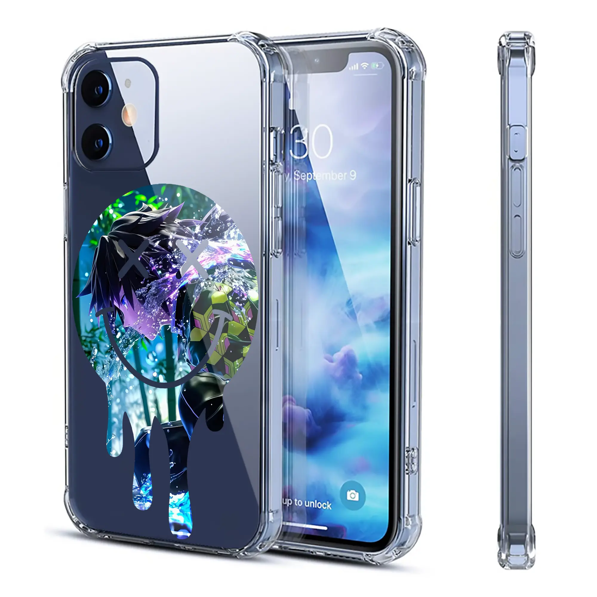 鬼滅の刃 グッズ,冨岡 義勇 - IPhone 12シリーズ対応 ・ 透明スマホケース ・ クリアソフトケース ・ TPU素材 ・ 耐衝撃 ・ 高密着 ・ 防汚 防指紋 ・ 簡単着脱